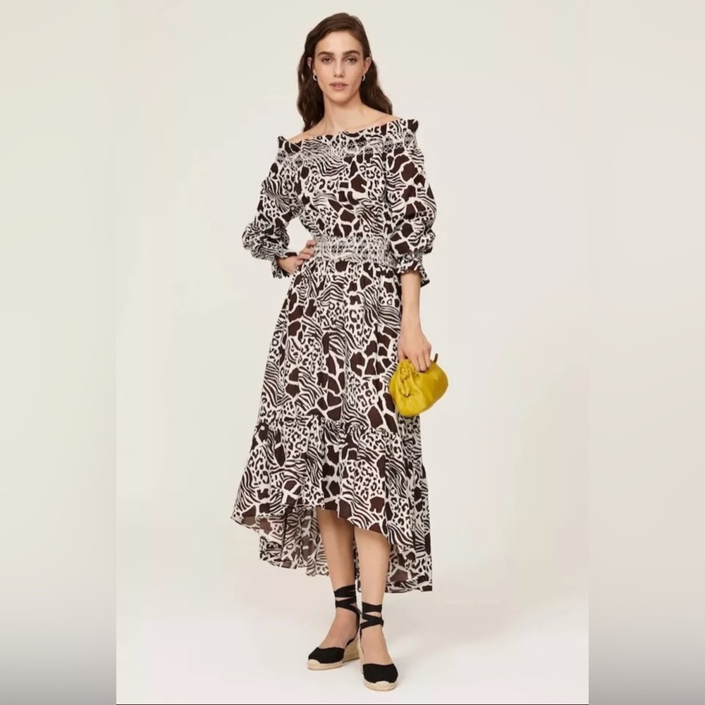 Adam Lippes Collective Off Shoulder Smocked Maxi Dress Size 6 & 12